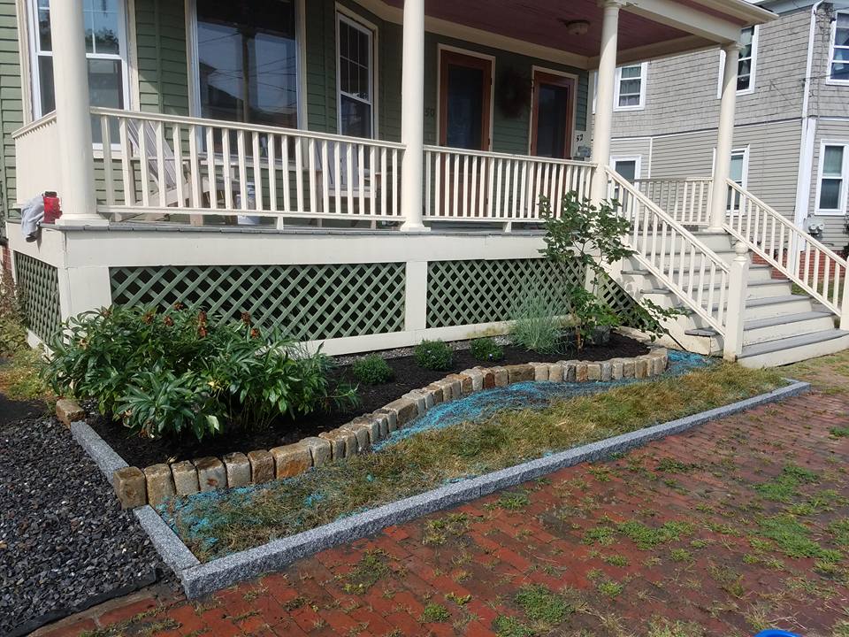 Cobblestone and granite edging in Portland, Maine