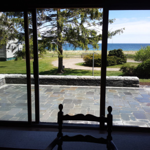 Stonewall and patio in Prout's Neck Maine