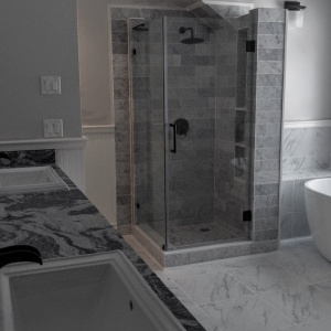 Carrera Marble bathroom in Falmouth, Maine