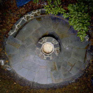 Thanks to drones, contractors and their customers can get views of their new fire pit areas like this one.