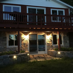 Granite garden walls and thin stone veneer, Norway, Maine